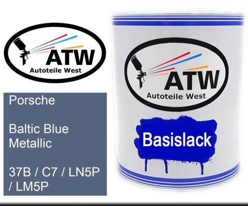 Porsche, Baltic Blue Metallic, 37B / C7 / LN5P / LM5P: 1L Lackdose, von ATW Autoteile West.